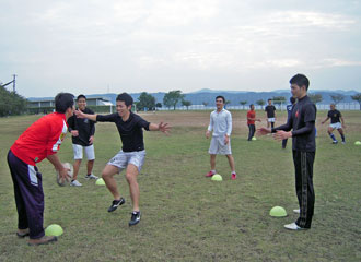 Practicing passing the ball