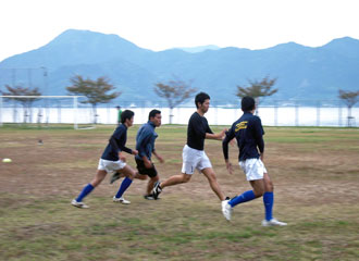 Practicing passing the ball while running