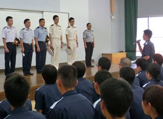 Representative of the cadets giving words of warm welcome