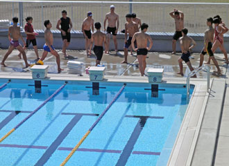 gathering at the poolside